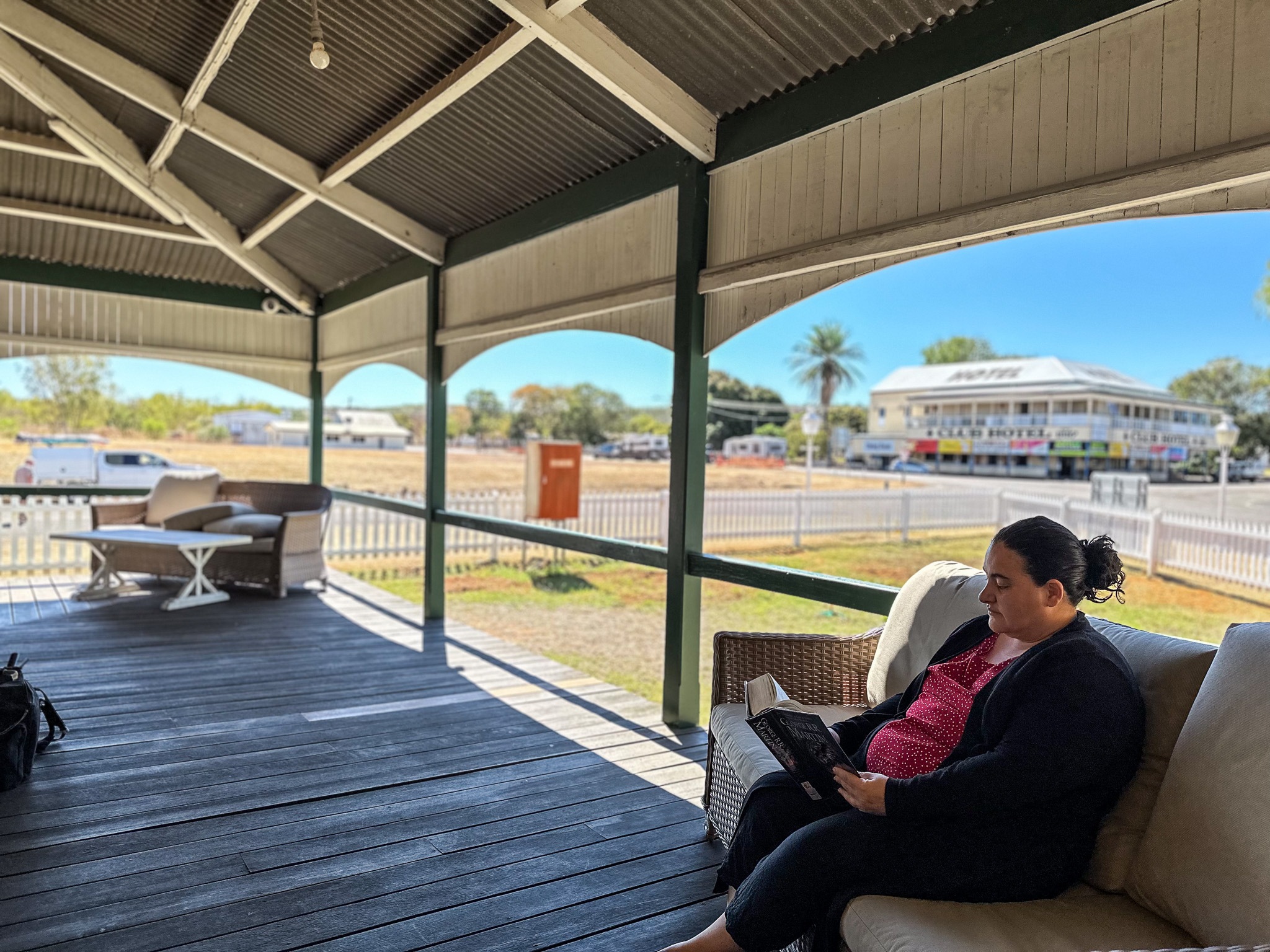 Outback library terrace reading