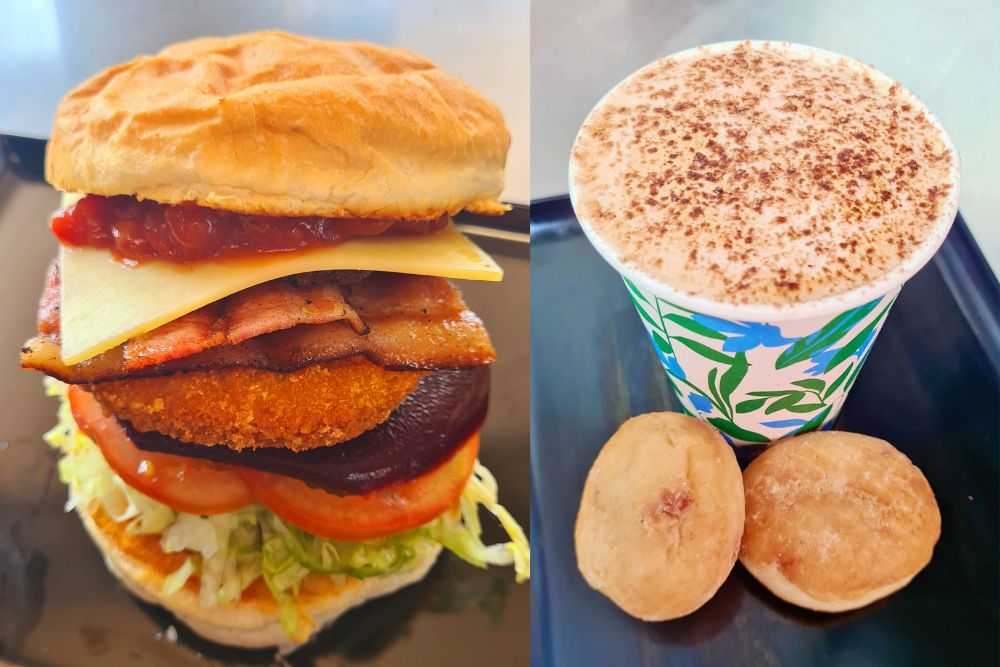 Tasty burgers and delicious coffee